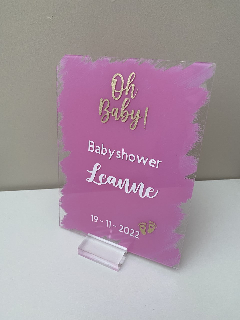 Babyshower bord verfstreep