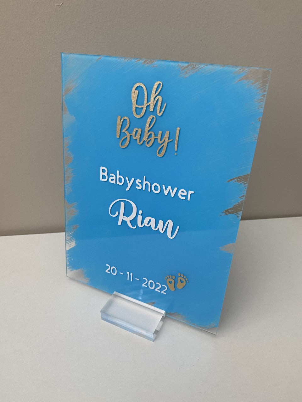 Babyshower bord verfstreep